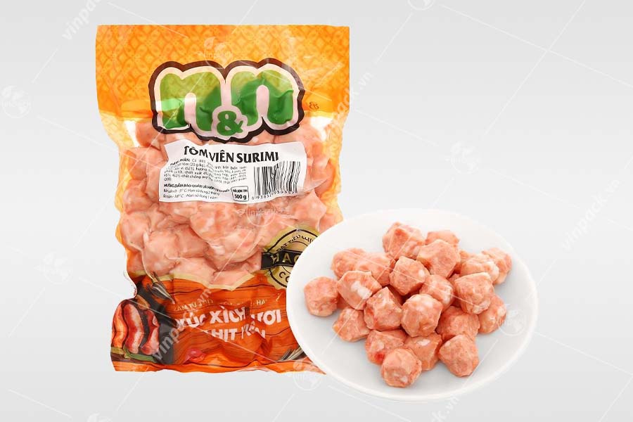 Bao bì đựng tôm viên, bao bi dung tom vien