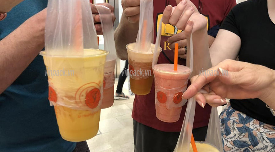 Túi chữ T, túi t, túi chữ T đựng ly, bịch chữ t, túi đựng cafe mang đi, tui chu T, tui chu T dung ly, tui dung cafe mang di
