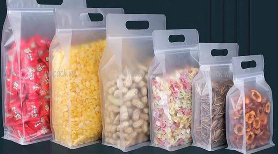 Túi zipper quai xách, tui zipper quai xach,  túi zip có quai, tui zip co quai, túi zipper đục lỗ xoài, tui zipper duc lo xoai