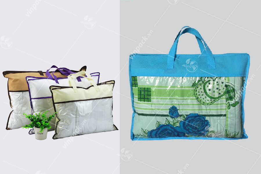 Túi vải không dệt đựng chăn màn drap gối nệm, tui vai khong det dung chan mang grap goi nem