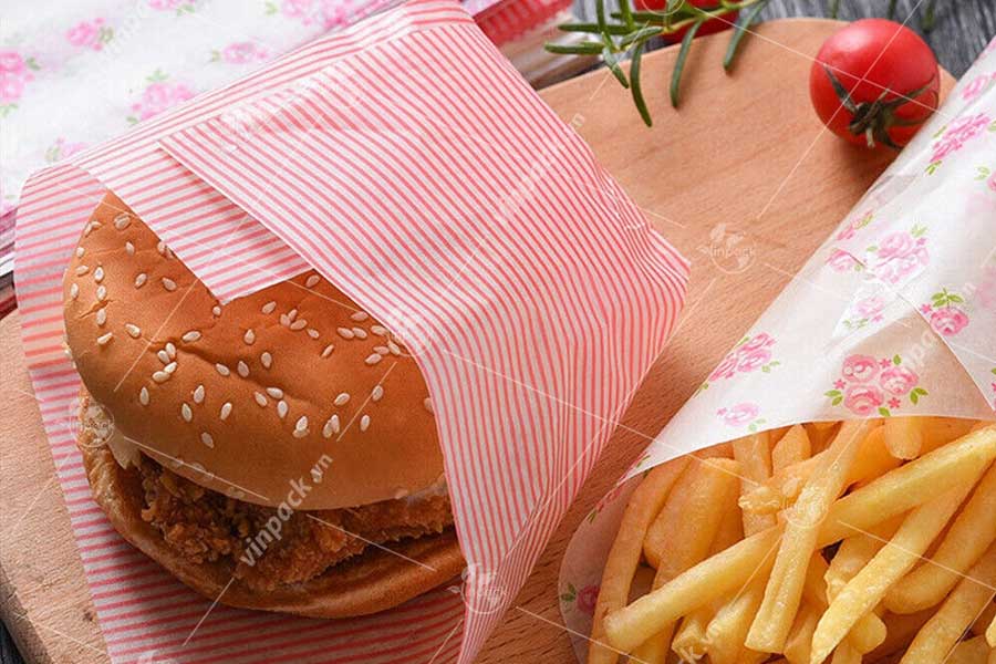 Túi giấy đựng bánh mì hamburger, tui giay dung banh mi hamburger